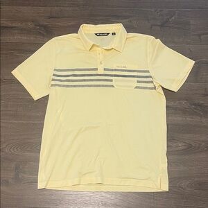Travis Mathew Light Yellow Golf Polo w/ Gray Stripes, Size XL